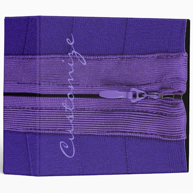 Personalized Purple Faux Zipper Binder (Front/Spine)
