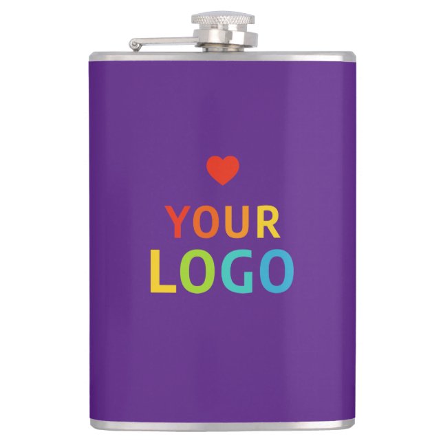 Personalized  Purple Flasks with Business Logo (Front)