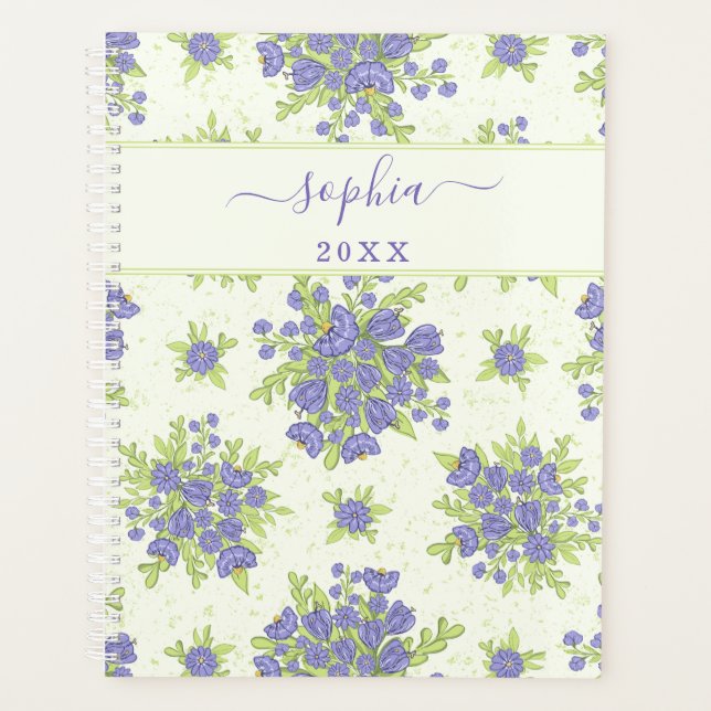Personalized Purple Floral 2024 2025 Elegant  Planner (Front)