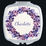 Personalized Purple Floral Bridal Party Favour Compact Mirror<br><div class="desc">Personalized Purple Floral Wreath Bridal Party Favour Compact Mirror</div>