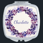Personalized Purple Floral Bridal Party Favour Compact Mirror<br><div class="desc">Personalized Purple Floral Wreath Bridal Party Favour Compact Mirror</div>