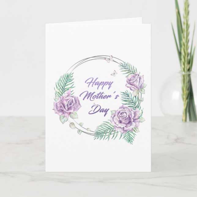 Personalized Purple Floral Happy Mother's Day Card (Front)