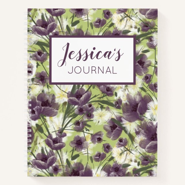 Personalized Purple Floral Journal Notebook (Front)