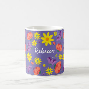 Personalized Purple Floral Mug