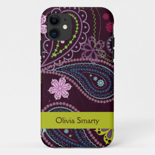 Personalized purple floral paisley iphone 5 case