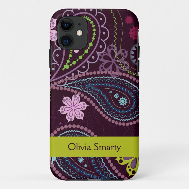 Personalized purple floral paisley iphone 5 case (Back)