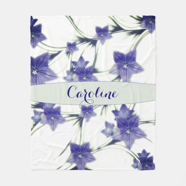 Personalized Purple Floral Vine Botanical Fleece Blanket (Front)