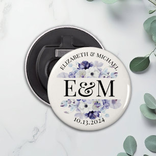 Personalized Purple Floral Wedding Favour Bottle Opener