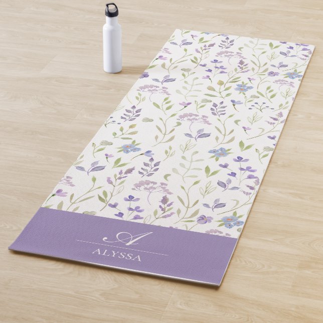Personalized Purple Floral Yoga Mat (In Situ)