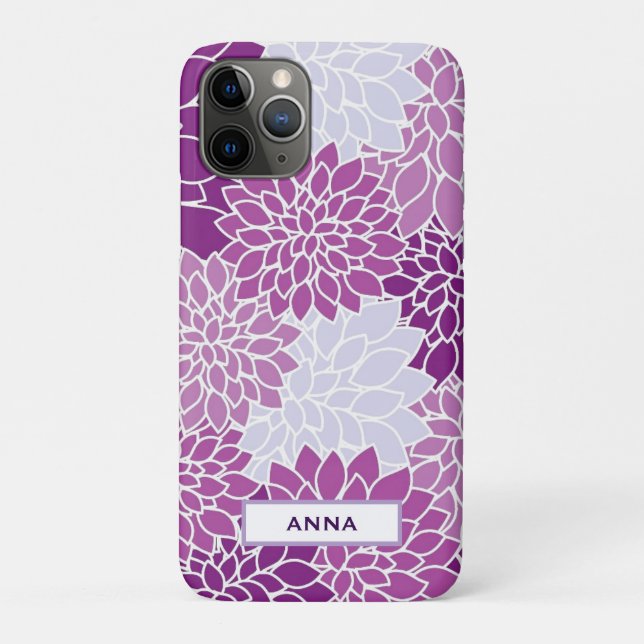Personalized Purple Flower Pattern iPhone Case (Back)