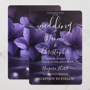 Personalized Purple Flowers Liquid Mist Wedding Invitation