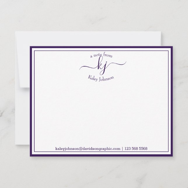 Personalized Purple | From The Desk Of Note Card (Front)