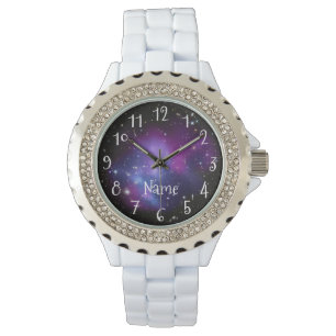 Personalized Purple Galaxy Space Photo Watch