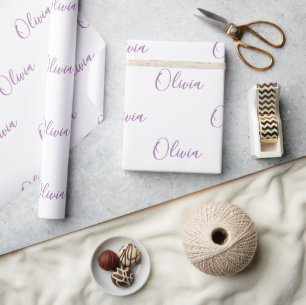 Personalized Purple Girly Elegant Name Wrapping Paper