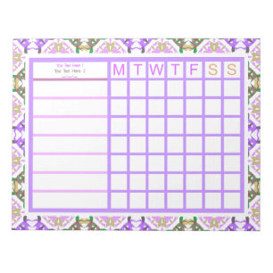Personalized Purple Girly Weekly Planner Organizer Notepad