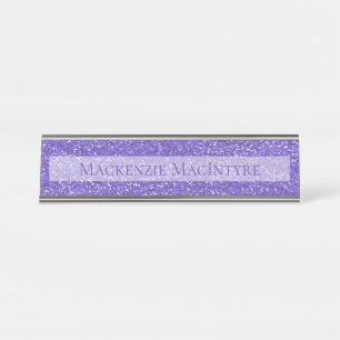 Personalized Purple Glitter   Chic Sparkle Desk Name Plate
