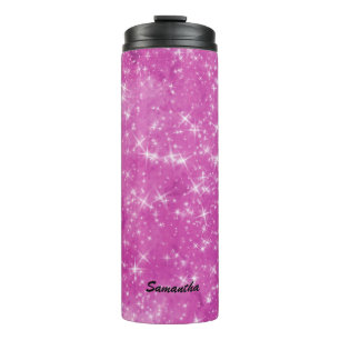 Personalized Purple Glitter Custom Name Thermal Tumbler
