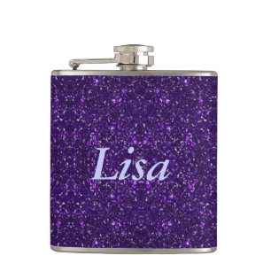 Personalized Purple Glitter Flask