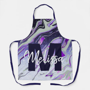 Personalized Purple glitter marble Apron