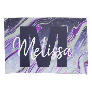 Personalized Purple glitter marble Pillowcase