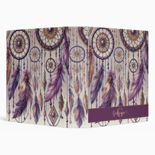 Personalized Purple & Gold Boho Dreamcatchers Binder