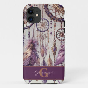 Personalized Purple & Gold Boho Dreamcatchers iPhone 11 Case