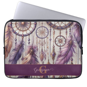 Personalized Purple & Gold Boho Dreamcatchers Laptop Sleeve