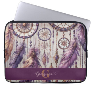 Personalized Purple & Gold Boho Dreamcatchers Laptop Sleeve