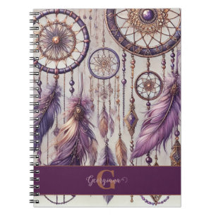 Personalized Purple & Gold Boho Dreamcatchers Notebook