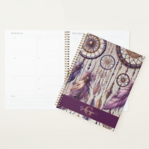 Personalized Purple & Gold Boho Dreamcatchers Planner