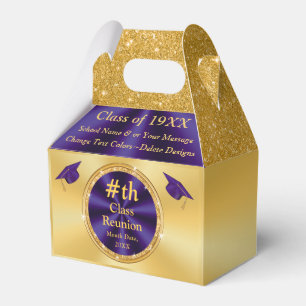 Personalized Purple Gold, Class Reunion Favours, Favor Box
