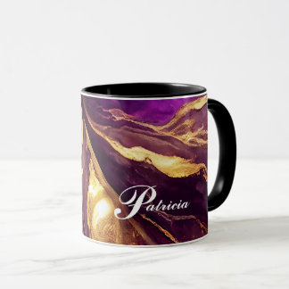 Personalized Purple, & Gold Marble Mug