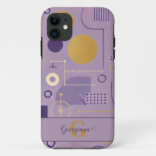 Personalized Purple & Gold Scandinavian Minimalist iPhone 11 Case
