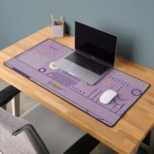 Personalized Purple & Gold Scandinavian Minimalist Desk Mat