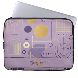 Personalized Purple & Gold Scandinavian Minimalist Laptop Sleeve