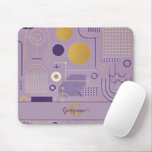 Personalized Purple & Gold Scandinavian Minimalist Mouse Pad