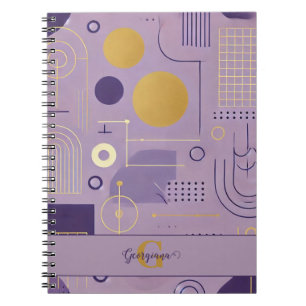 Personalized Purple & Gold Scandinavian Minimalist Notebook