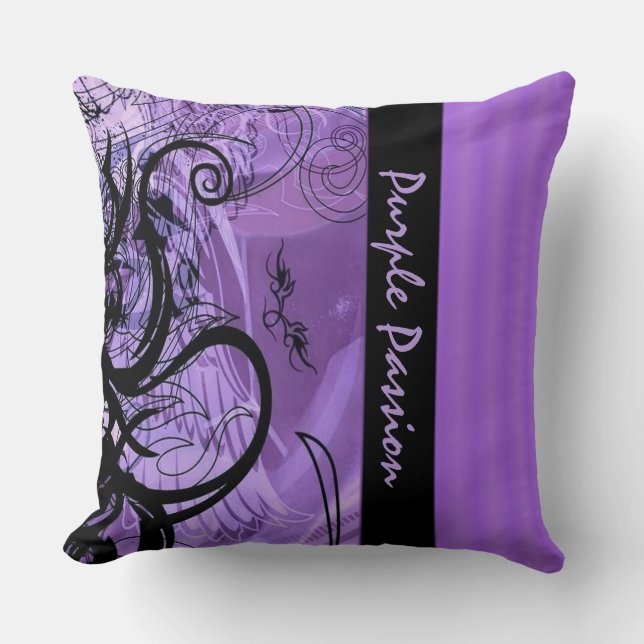 Personalized Purple Goth Pattern Throw Pillow (Front)