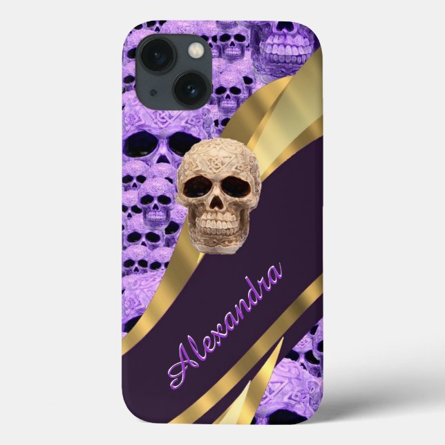 Personalized purple gothic skull Case-Mate iPhone case (Back)