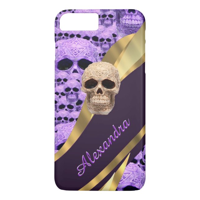 Personalized purple gothic skull Case-Mate iPhone case (Back)