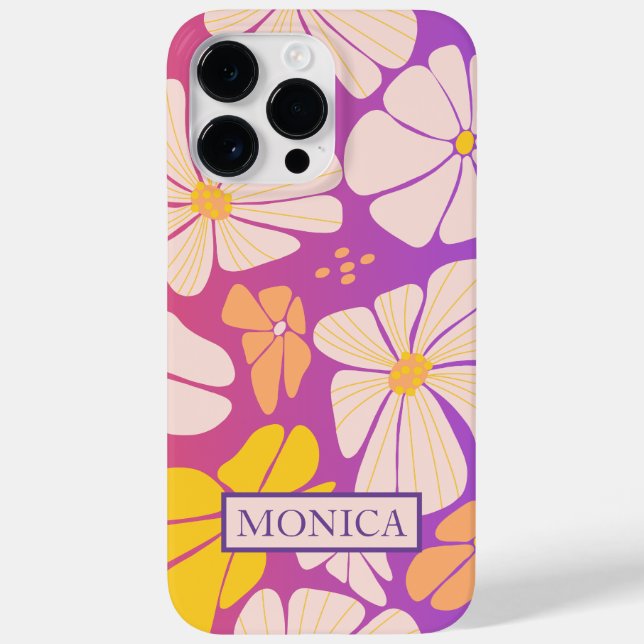 PERSONALIZED PURPLE GRADIENT FLORAL WILDFLOWERS Case-Mate iPhone CASE (Back)