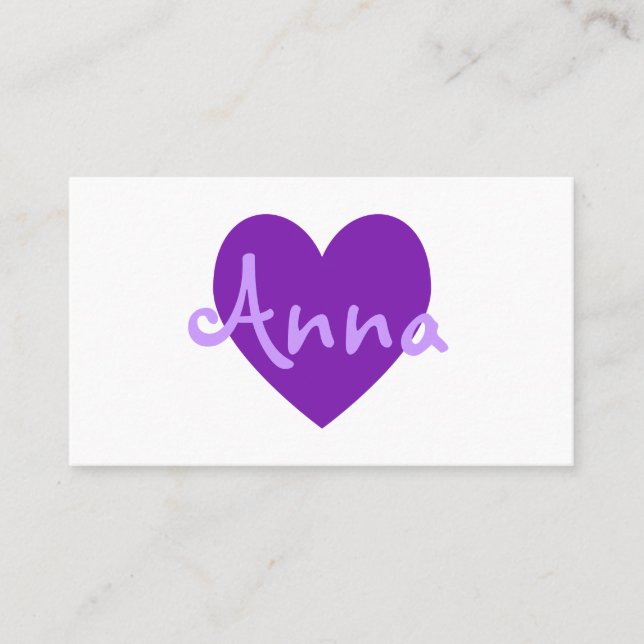 Personalized Purple Heart on White Business Card (Front)