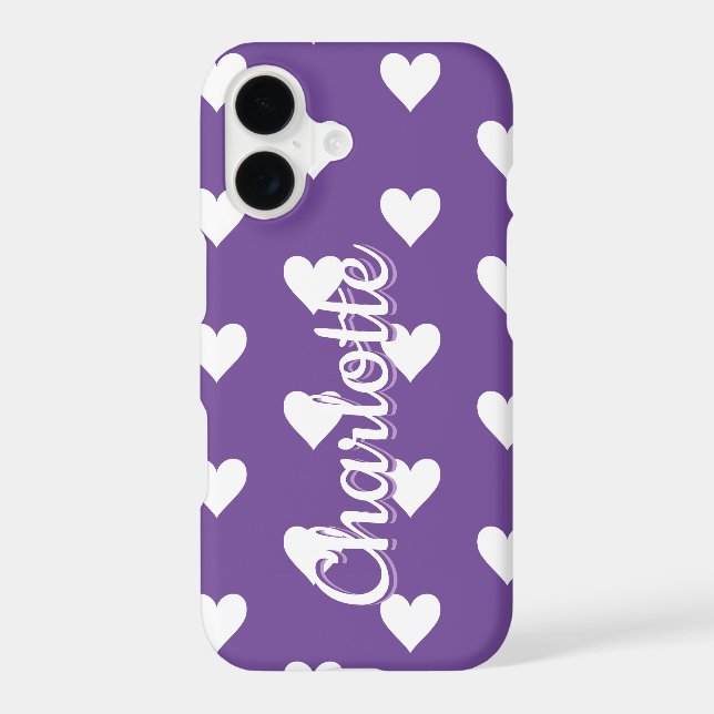 Personalized Purple Heart Pattern iPhone Case (Back)