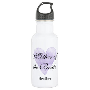 Personalized purple heart wedding water bottles