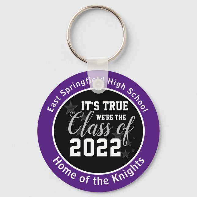 Personalized Purple High School Class of 2022 Keychain (Front)