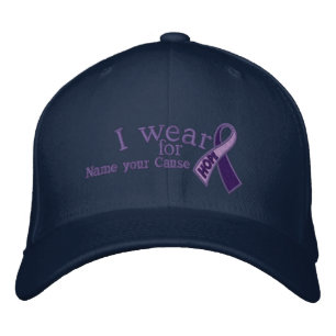 Personalized Purple Hope Spirit Day Ribbon Text Embroidered Hat