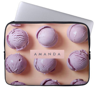 Personalized Purple Ice Cream Scoop Laptop Sleeve