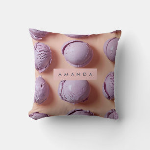 Personalized Purple Ice Cream Scoop  Throw Pillow