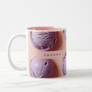 Personalized Purple Ice Cream Scoop  Two-Tone Coffee Mug