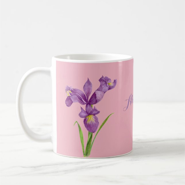 Personalized Purple Iris Mug (Left)